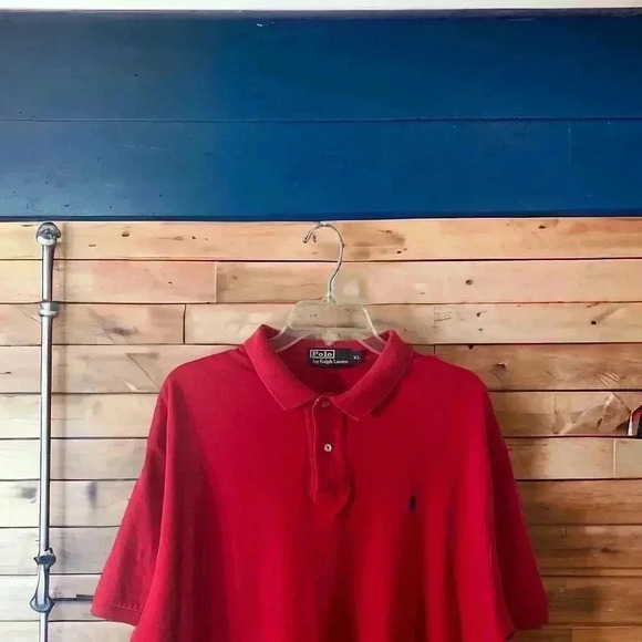 Polo by Ralph Lauren Men's Iconic Red Polo Shirt With Navy Logo Size XL. - Picture 4 of 11